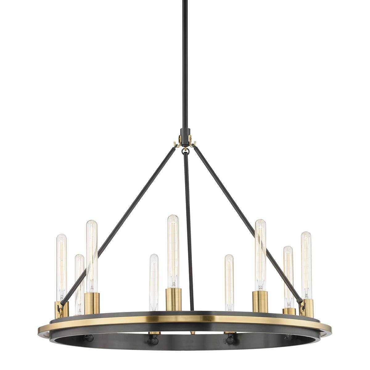 Levně HVLG 2732-AOB-CE Závěsné svítidlo CHAMBERS ocel starobronz E27 9x40W - HUDSON VALLEY