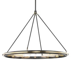 Obrázek pro produkt Závěsné svítidlo CHAMBERS ocel starobronz E27 12x75W - HUDSON VALLEY