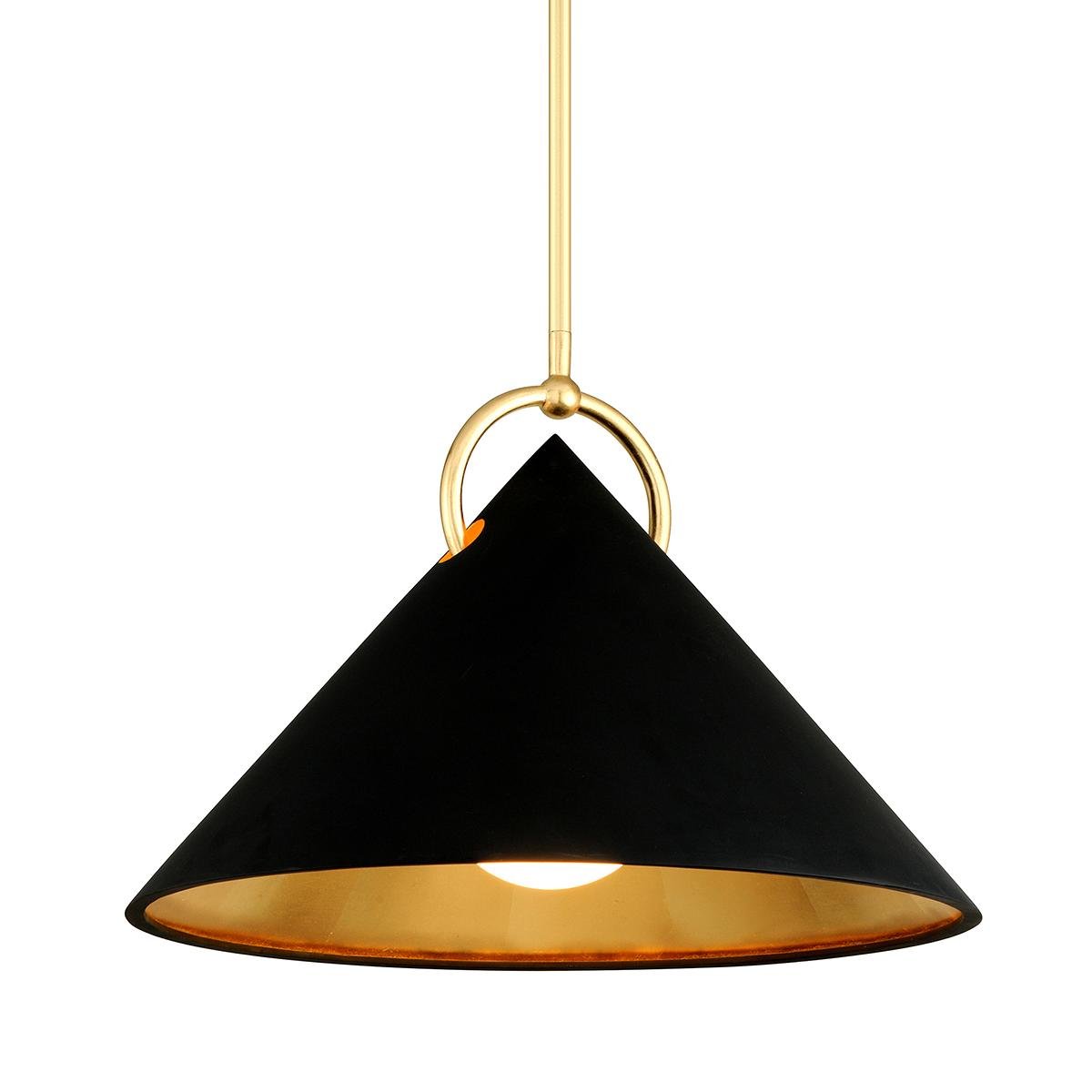 HVLG 289-41-CE Závěsné svítidlo CHARM kov/sklo černá/zlatá/opál E27 1x100W - HUDSON VALLEY (Corbettt)