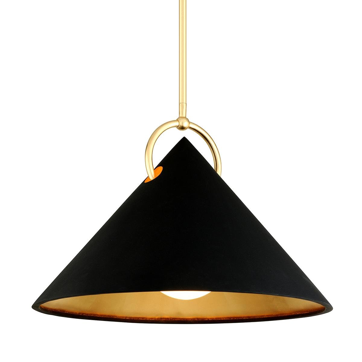 HVLG 289-42-CE Závěsné svítidlo CHARM kov/sklo černá/zlatá/opál E27 1x100W - HUDSON VALLEY (Corbettt)