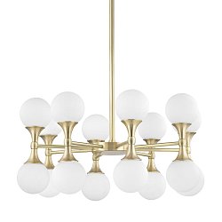 Obrázek pro produkt Závěsné svítidlo ASTORIA ocel/sklo staromosaz/opál G9 16x4W - HUDSON VALLEY