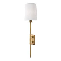 Obrázek pro produkt Nástěnné svítidlo FREDONIA mosaz/hedvábí staromosaz/bílá E14 1x60W - HUDSON VALLEY