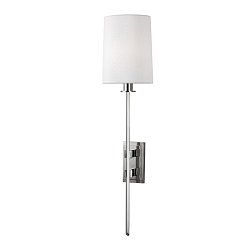 Obrázek pro produkt Nástěnné svítidlo FREDONIA mosaz/hedvábí nikl/bílá E14 1x60W - HUDSON VALLEY