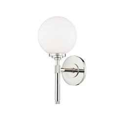 Obrázek pro produkt Nástěnné svítidlo BOWERY ocel/sklo nikl/opál E27 1x60W - HUDSON VALLEY