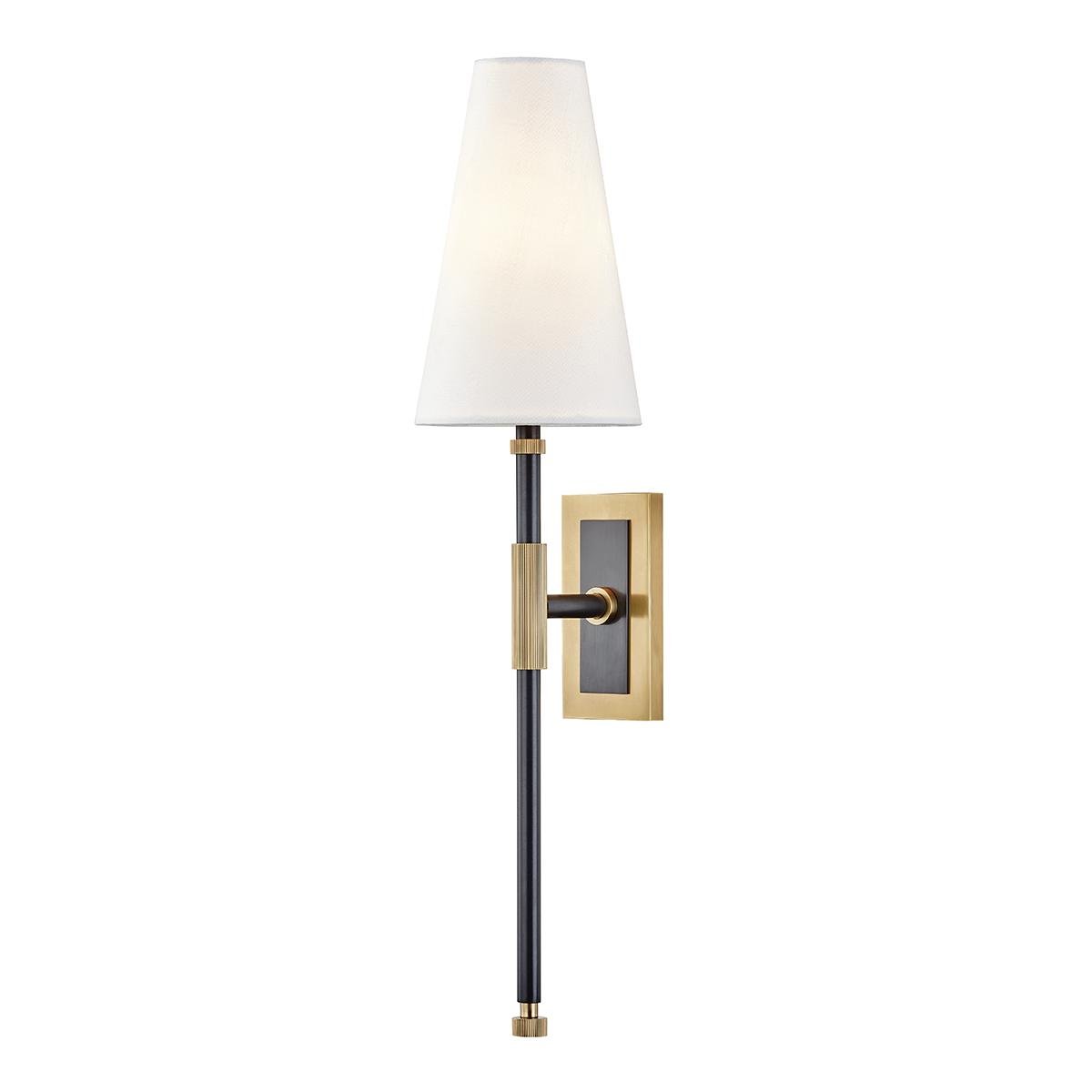 HVLG 3721-AOB-CE Nástěnné svítidlo BOWERY ocel/textil starobronz/bílá E14 1x40W - HUDSON VALLEY