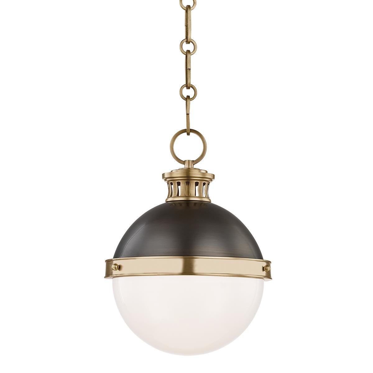 Levně HVLG 4019-ADB-CE Závěsné svítidlo LATHAM ocel/sklo starobronz/opál E27 1x13W - HUDSON VALLEY