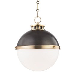 Obrázek pro produkt Závěsné svítidlo LATHAM ocel/sklo starobronz/opál E27 1x20W - HUDSON VALLEY