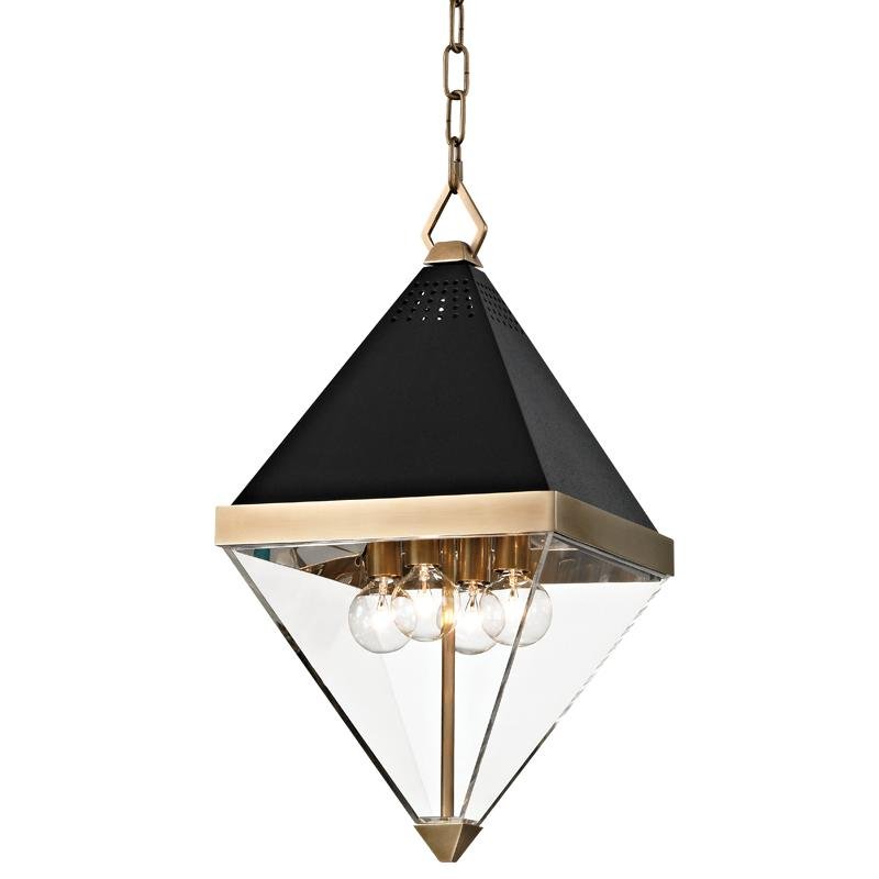 HVLG 4510-AGB-CE Závěsné svítidlo COLTRANE ocel/akryl staromosaz/čirá E14 4x25W - HUDSON VALLEY