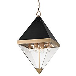Obrázek pro produkt Závěsné svítidlo COLTRANE ocel/akryl staromosaz/čirá E14 8x25W - HUDSON VALLEY