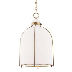 Obrázek pro produkt Závěsné svítidlo ELDRIDGE ocel/sklo staromosaz/opál E27 1x13W - HUDSON VALLEY