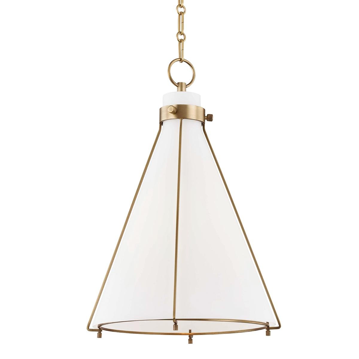 Levně HVLG 7316-AGB-CE Závěsné svítidlo ELDRIDGE ocel/sklo staromosaz/opál E27 1x13W - HUDSON VALLEY