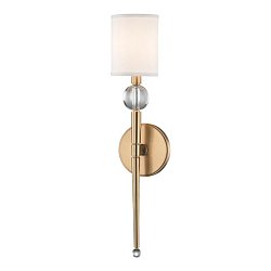 Obrázek pro produkt Nástěnné svítidlo ROCKLAND ocel/hedvábí staromosaz/bílá E14 1x40W - HUDSON VALLEY