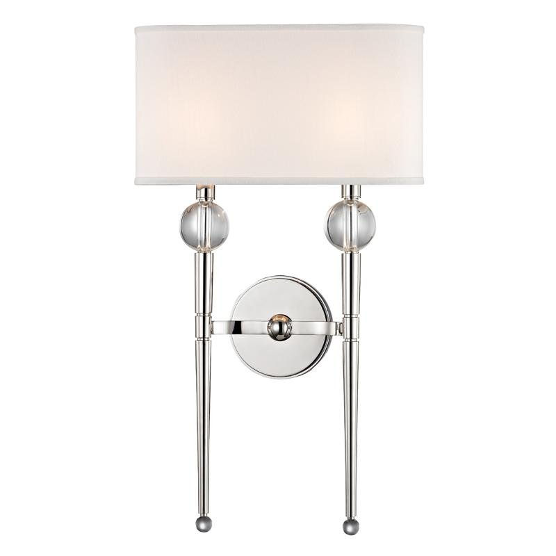 Levně HVLG 8422-PN-CE Nástěnné svítidlo ROCKLAND ocel/hedvábí nikl/bílá E14 2x60W - HUDSON VALLEY