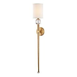 Obrázek pro produkt Nástěnné svítidlo ROCKLAND ocel/hedvábí staromosaz/bílá E14 1x40W - HUDSON VALLEY