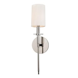 Obrázek pro produkt Nástěnné svítidlo AMHERST ocel/hedvábí nikl/bílá E14 1x40W - HUDSON VALLEY
