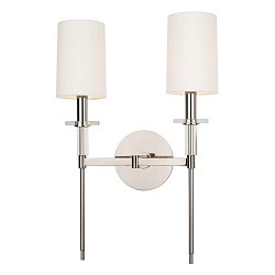 Obrázek pro produkt Nástěnné svítidlo AMHERST ocel/hedvábí nikl/bílá E14 2x40W - HUDSON VALLEY