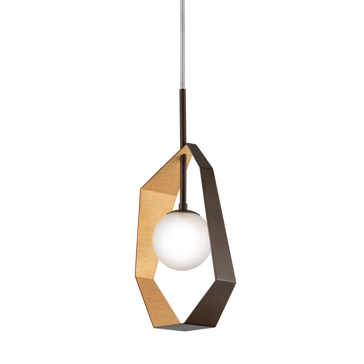 HVLG F5523-CE Závěsné svítidlo ORIGAMI kov/sklo bronz/zlatá/matná G9 1x6W - HUDSON VALLEY (Troy)