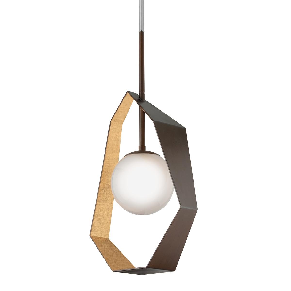 HVLG F5524-CE Závěsné svítidlo ORIGAMI kov/sklo bronz/zlatá/matná E27 1x40W - HUDSON VALLEY (Troy)