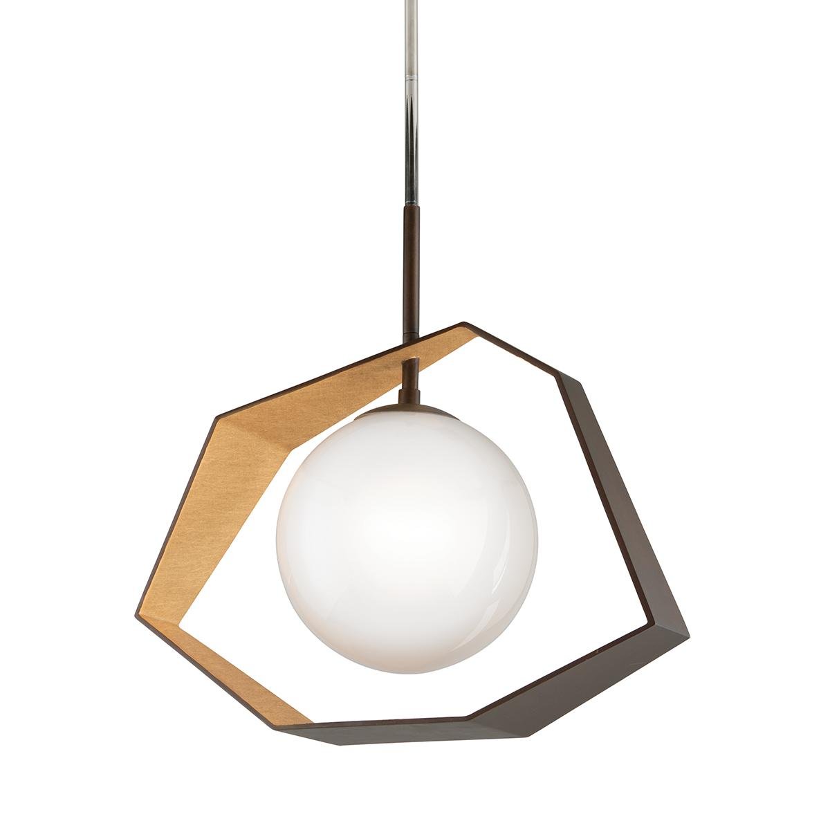 HVLG F5526-CE Závěsné svítidlo ORIGAMI kov/sklo bronz/zlatá/matná E27 1x40W - HUDSON VALLEY (Troy)