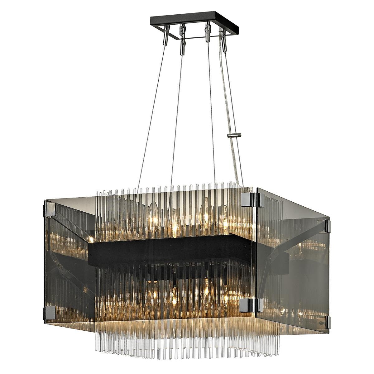 Levně HVLG F5905-CE Závěsné svítidlo APOLLO kov/sklo bronz/chrom/kouřová E14 8x40W - HUDSON VALLEY (Troy)