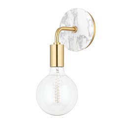 Obrázek pro produkt Nástěnné svítidlo CHLOE ocel/mramor staromosaz E27 1x40W - HUDSON VALLEY (Mitzi)