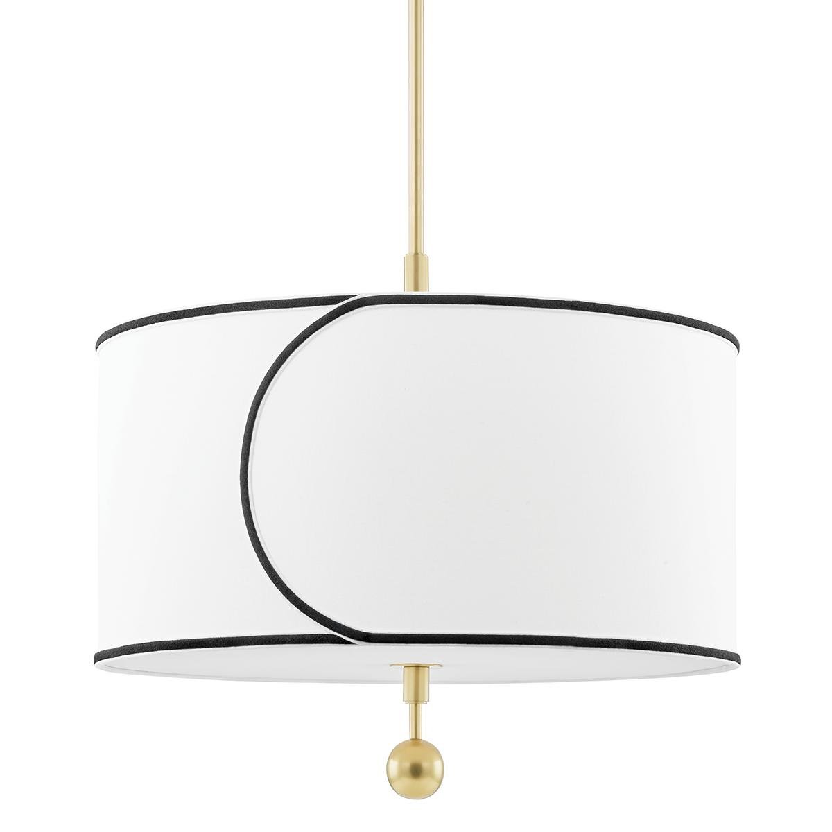 Levně HVLG H381701L-AGB-CE Závěsné svítidlo ZARA ocel/textil staromosaz/bílá E27 3x60W - HUDSON VALLEY (Mitzi)