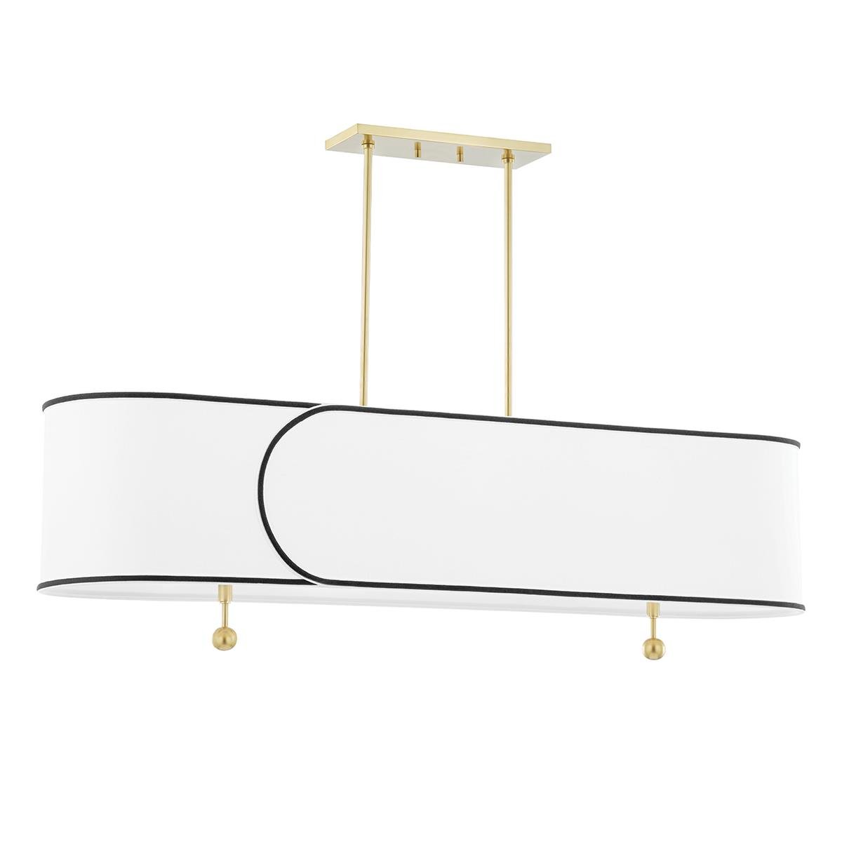 Levně HVLG H381905-AGB-CE Závěsné svítidlo ZARA ocel/textil staromosaz/bílá E27 5x60W - HUDSON VALLEY (Mitzi)