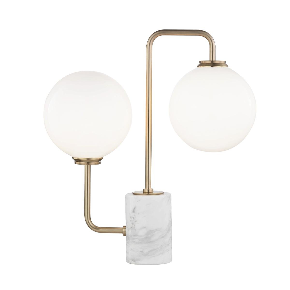 Levně HVLG HL170201-AGB-CE Stolní lampa MIA ocel/sklo staromosaz/bílá G9 2x6W - HUDSON VALLEY (Mitzi)