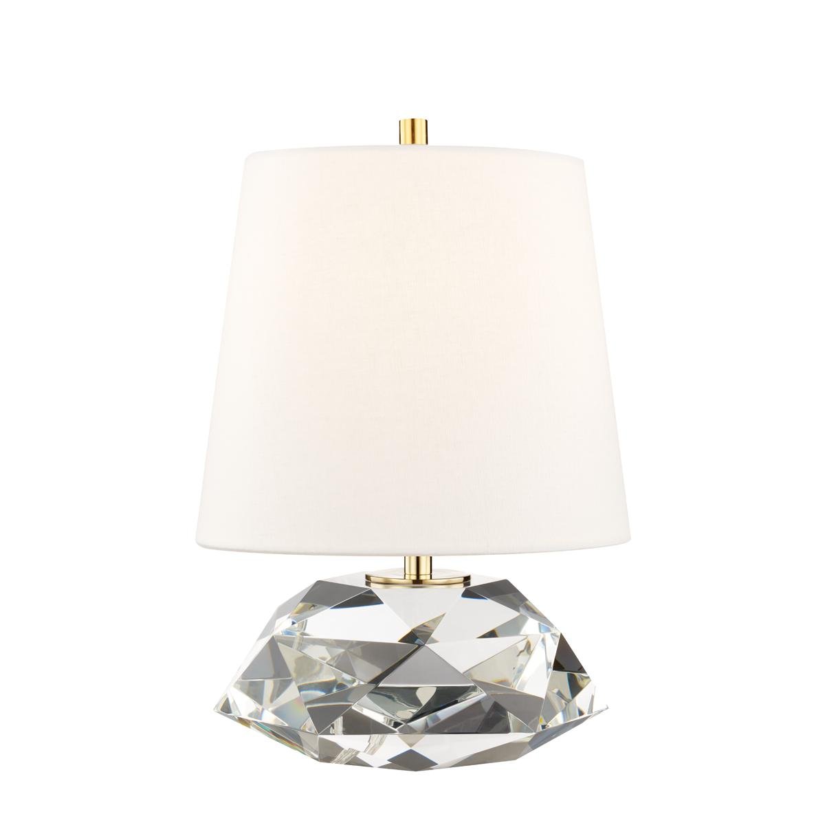 HVLG L1035-AGB-CE Stolní lampa HENLEY křišťál/textil staromosaz/bílá E27 1x40W - HUDSON VALLEY