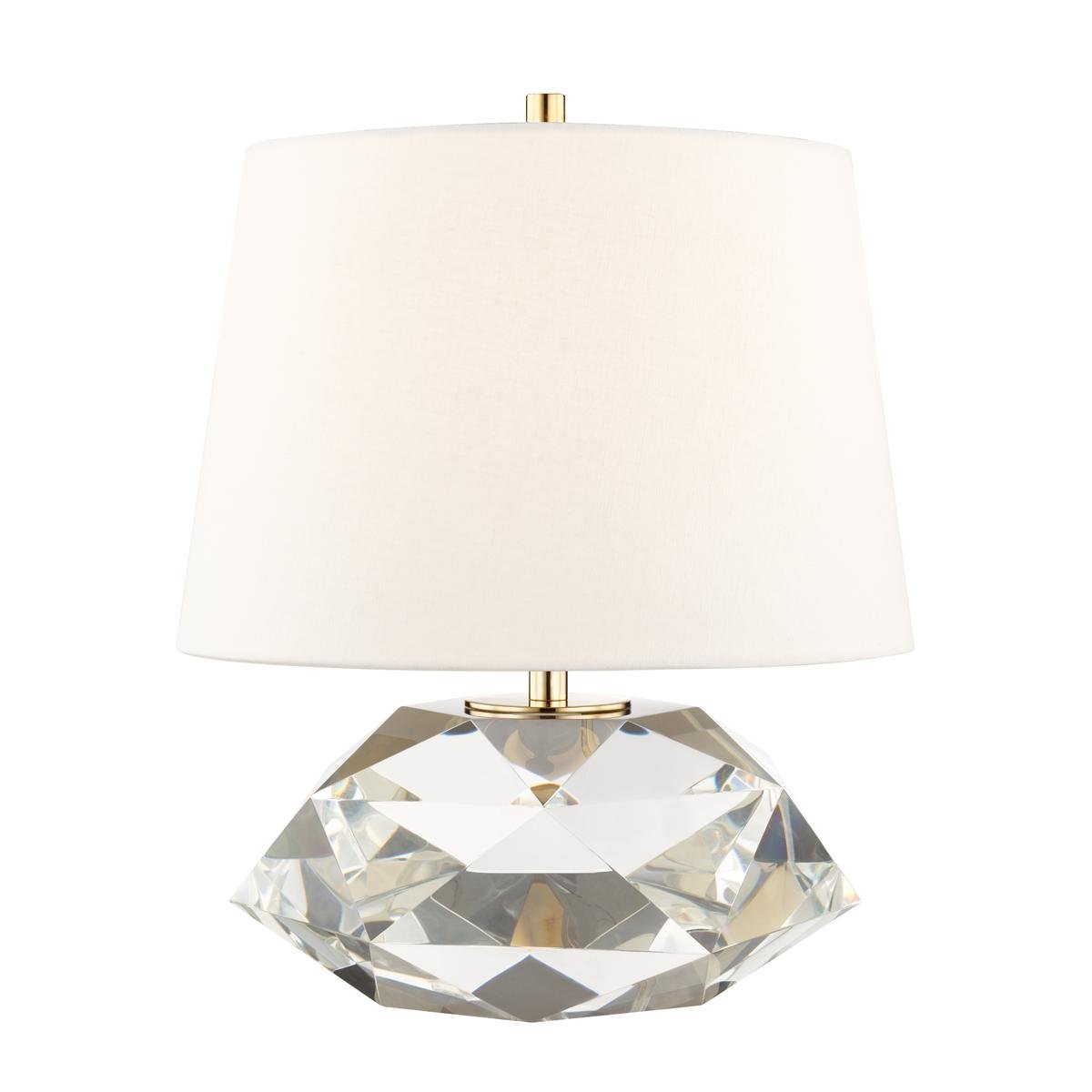 Levně HVLG L1038-AGB-CE Stolní lampa HENLEY křišťál/textil staromosaz/bílá E27 1x40W - HUDSON VALLEY