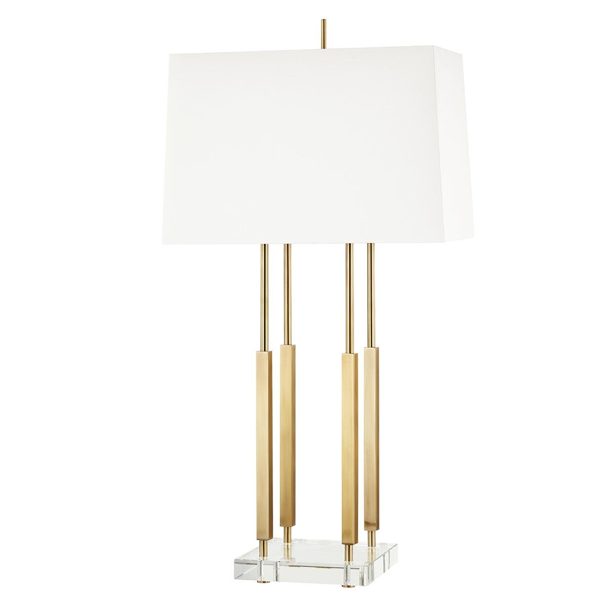 HVLG L1057-AGB-CE Stolní lampa RHINEBECK mosaz/textil staromosaz/bílá E27 1x40W - HUDSON VALLEY