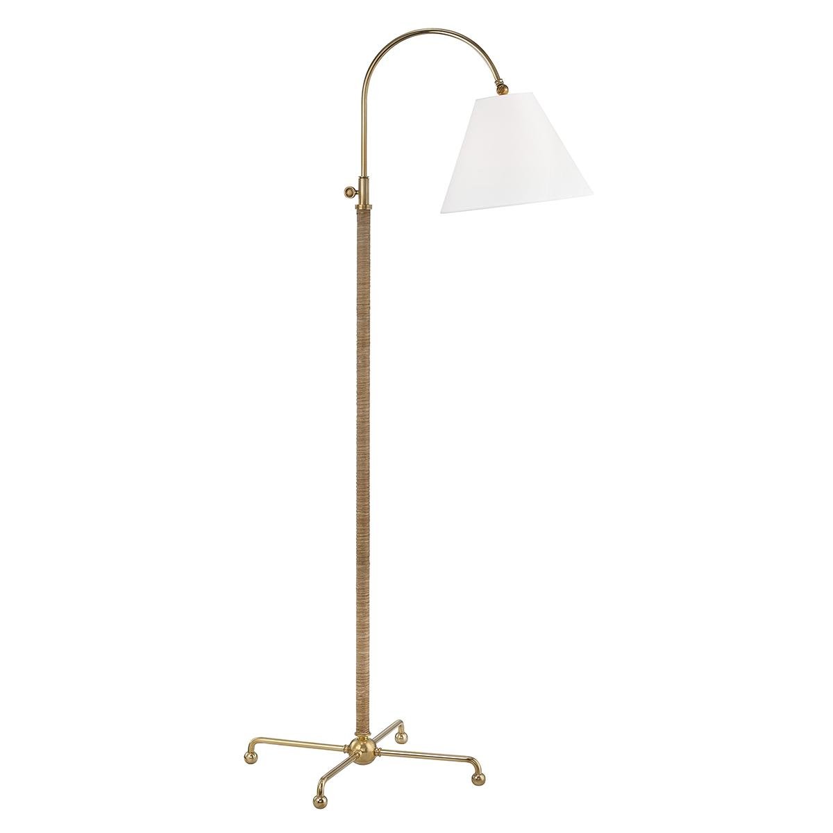 HVLG MDSL503-AGB-CE Stojací lampa CURVES NO. 1 ocel/textil staromosaz/bílá E27 1x40W - HUDSON VALLEY