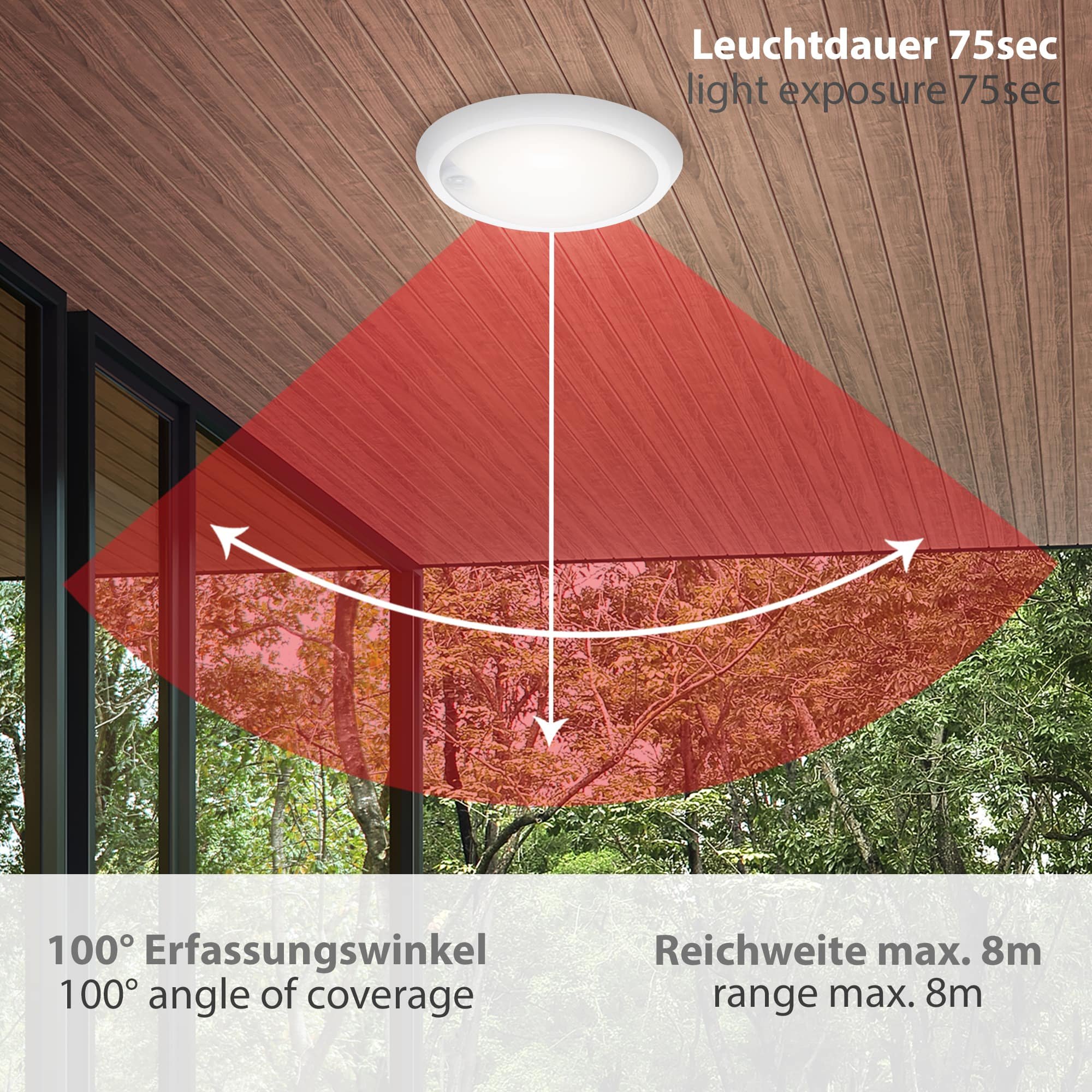 BRILO 3352-016 LED venkovní svítidlo s čidlem, pr. 17 cm, 12 W, bílé - BRILO (obrázek 3)