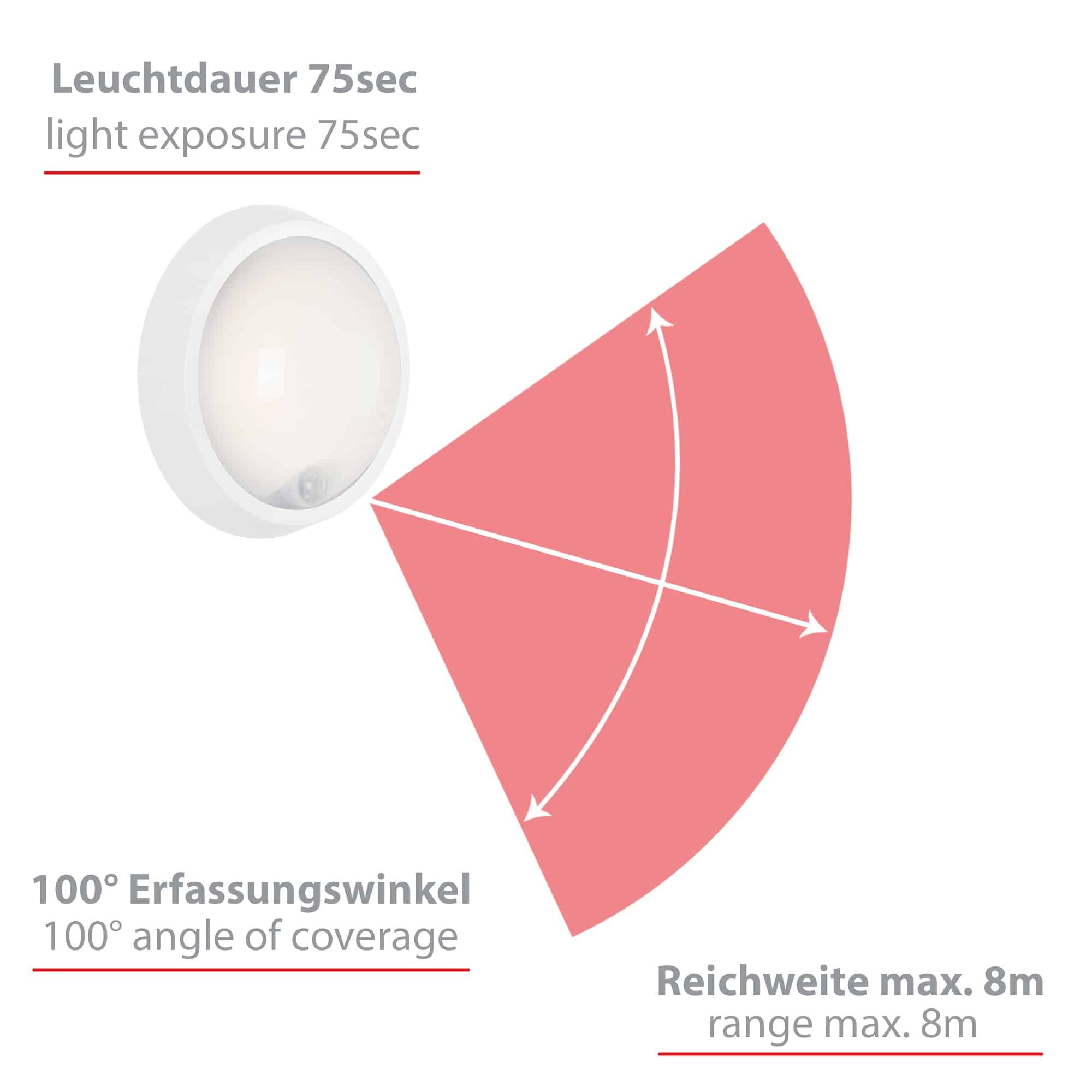BRILO 3352-016 LED venkovní svítidlo s čidlem, pr. 17 cm, 12 W, bílé - BRILO (obrázek 4)