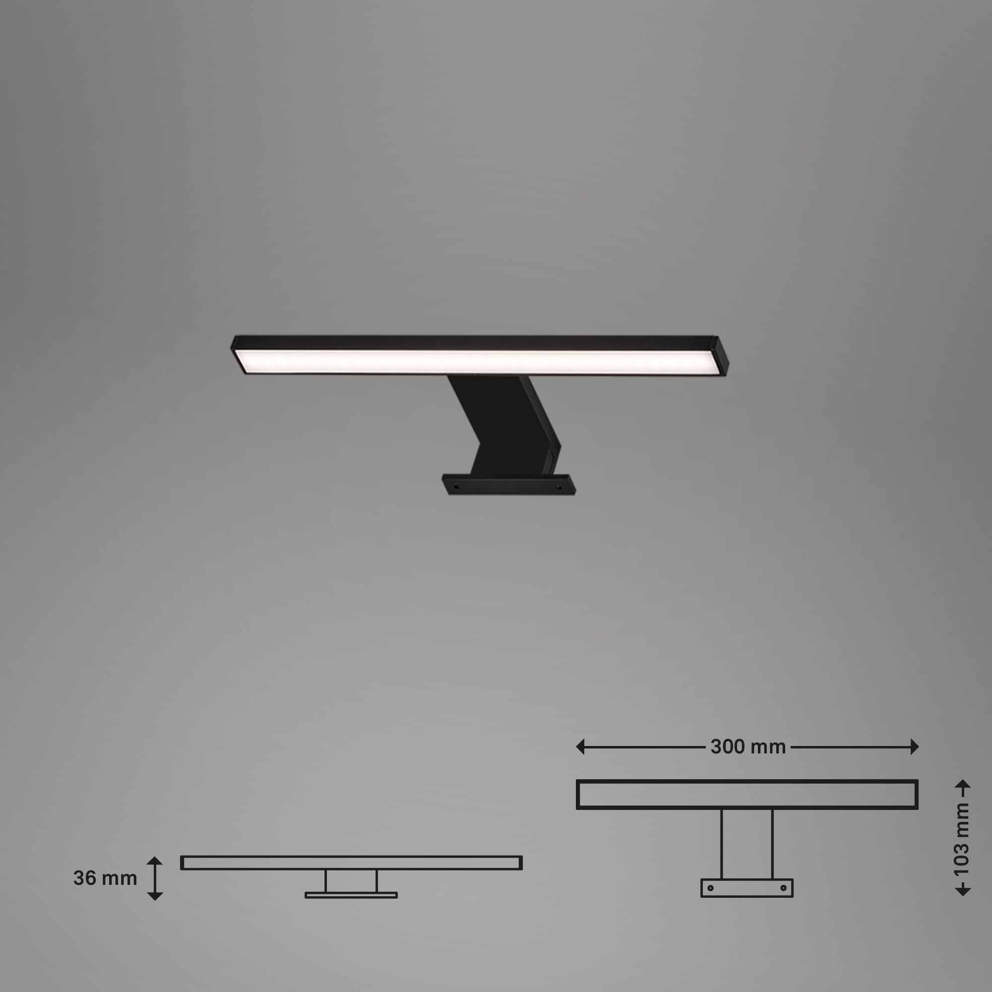 BRI 2104-015 LED svítidlo k zrcadlu 30 cm 5W 500lm černá - BRILONER (obrázek 7)
