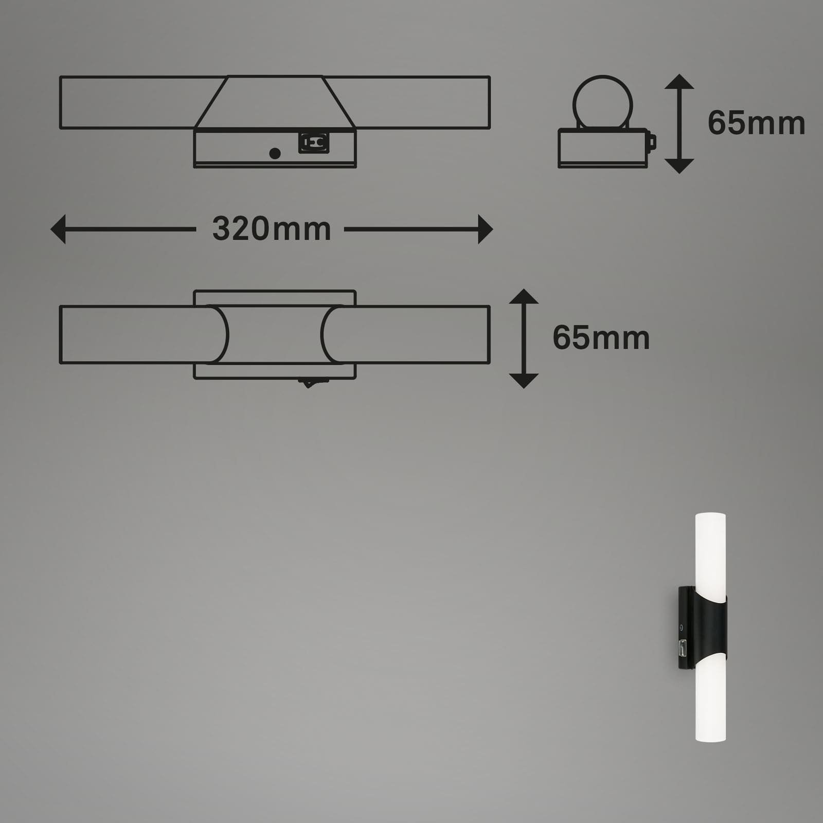 BRI 2111-015 LED nástěnné svítidlo 32 cm 6,5W 700lm černá - BRILONER (obrázek 5)