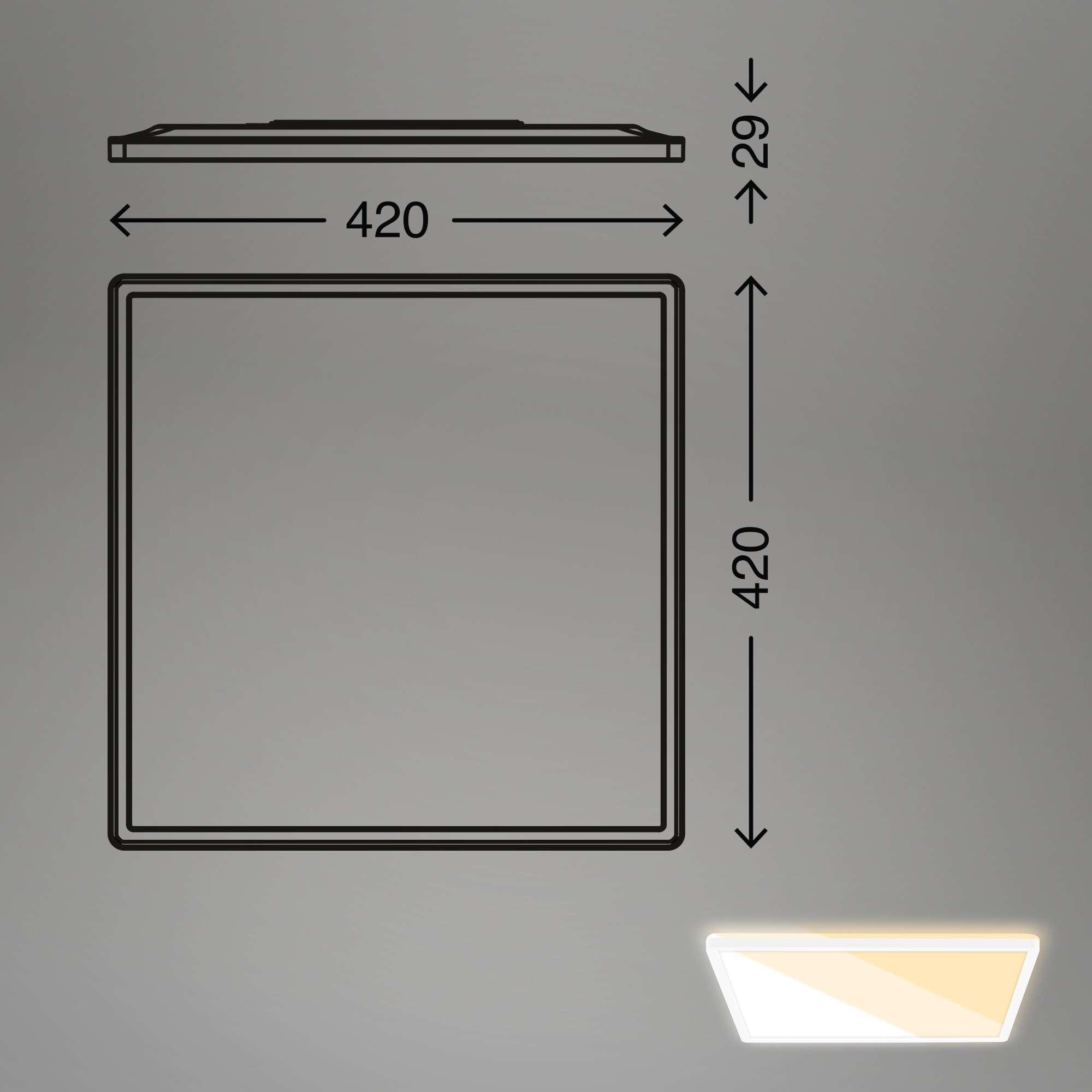 BRILO 7558016 CCT panel, 42 cm, 22W, 3000lm, bílé - BRILO (obrázek 6)