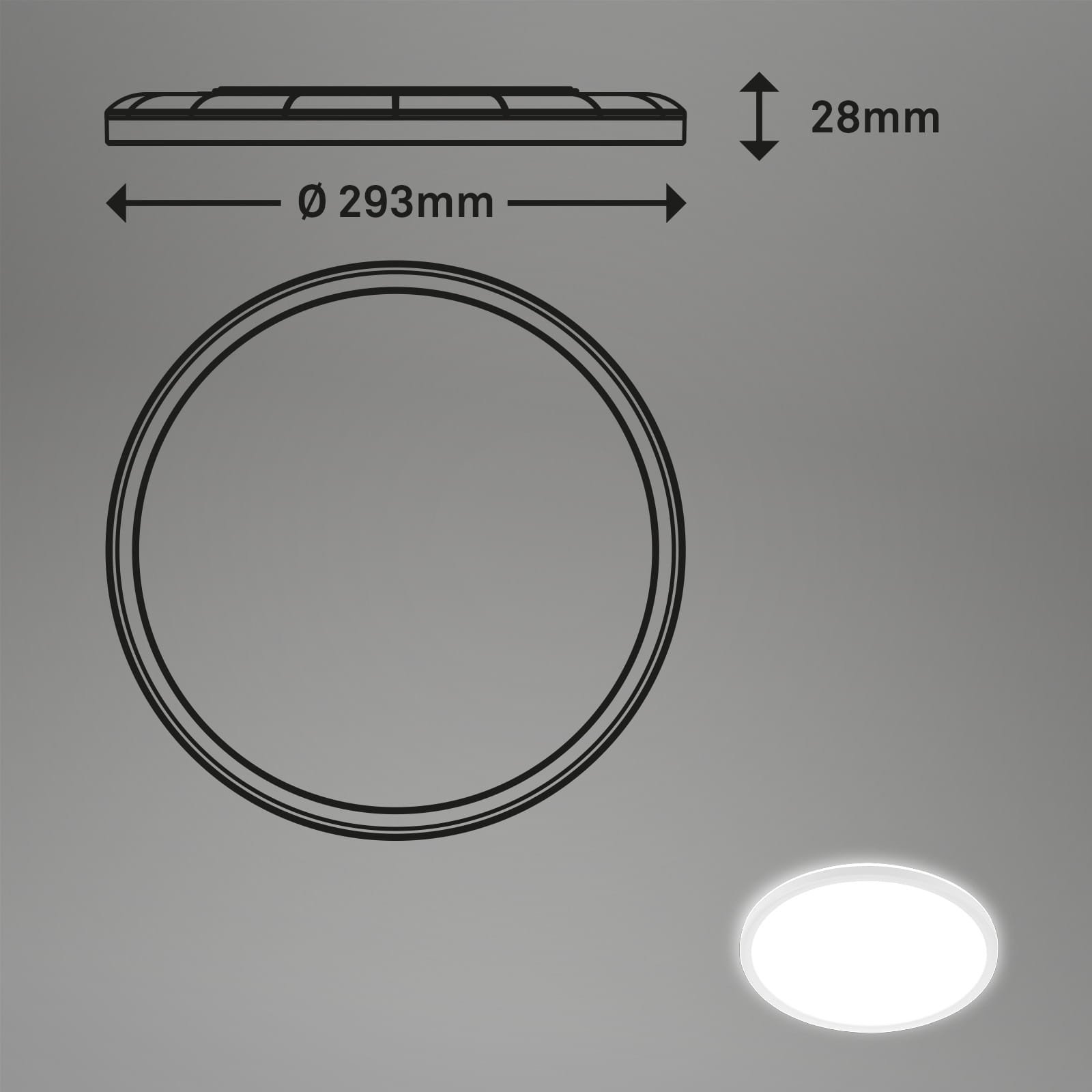 BRILO 7155-416 Slim svítidlo LED panel, pr. 29,3cm, 2400 lm, 18 W, bílé - BRILO (obrázek 5)