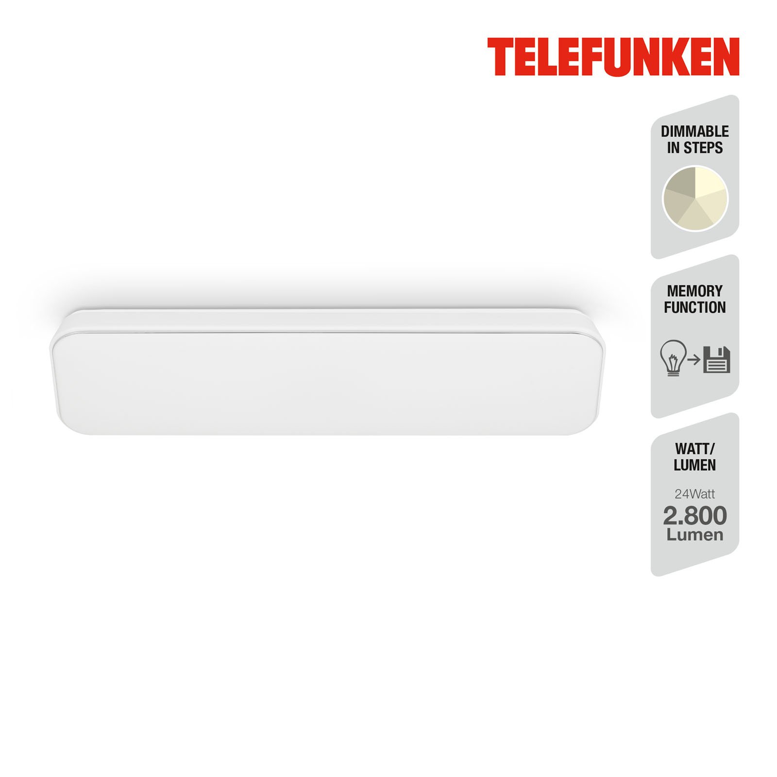 TF 205306TF TELEFUNKEN LED stropní svítidlo 60,5 cm 24W 2800lm bílé - BRILONER (obrázek 2)