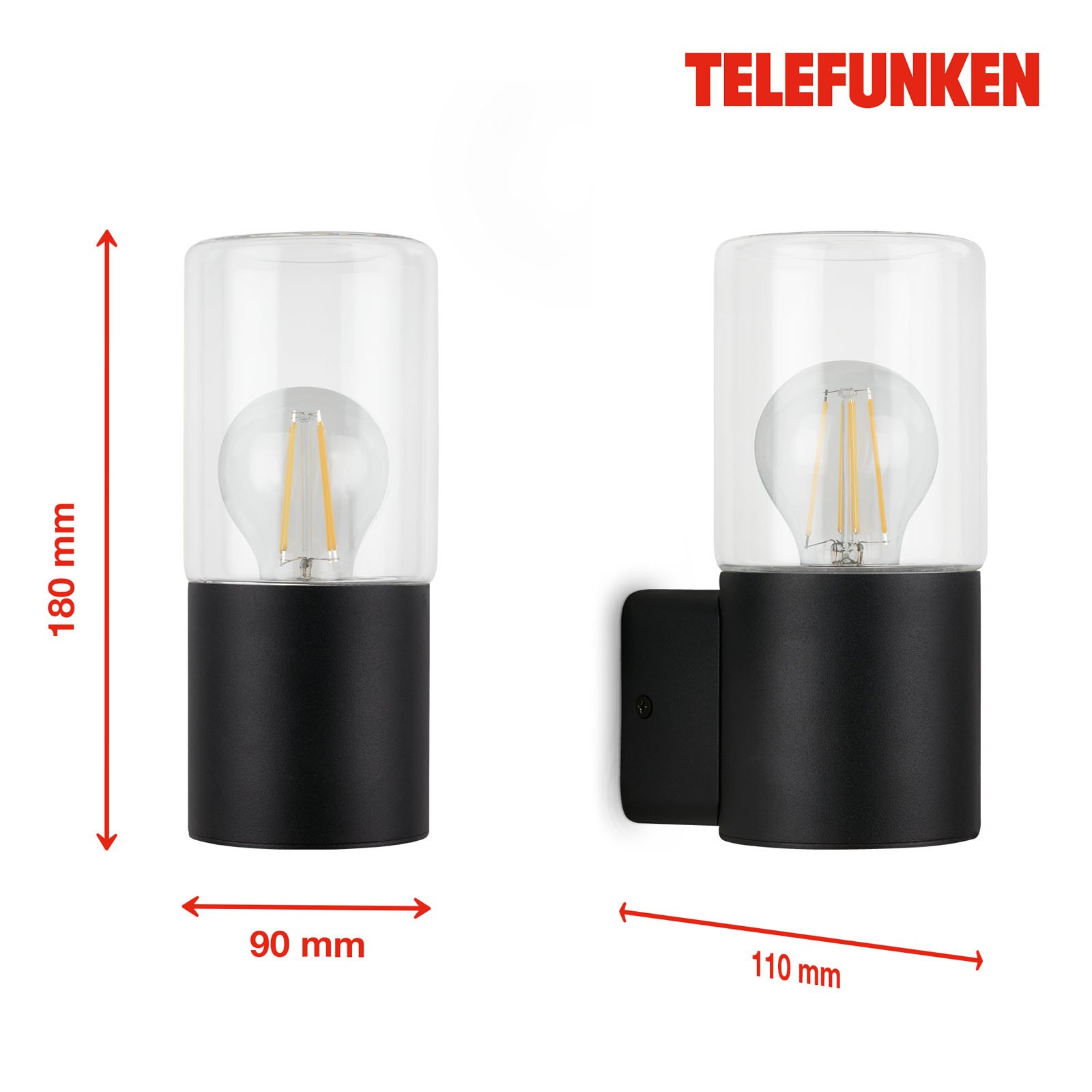TF 320505TF TELEFUNKEN Venkovní svítidlo, černá, 1x E27 - BRILONER (obrázek 5)