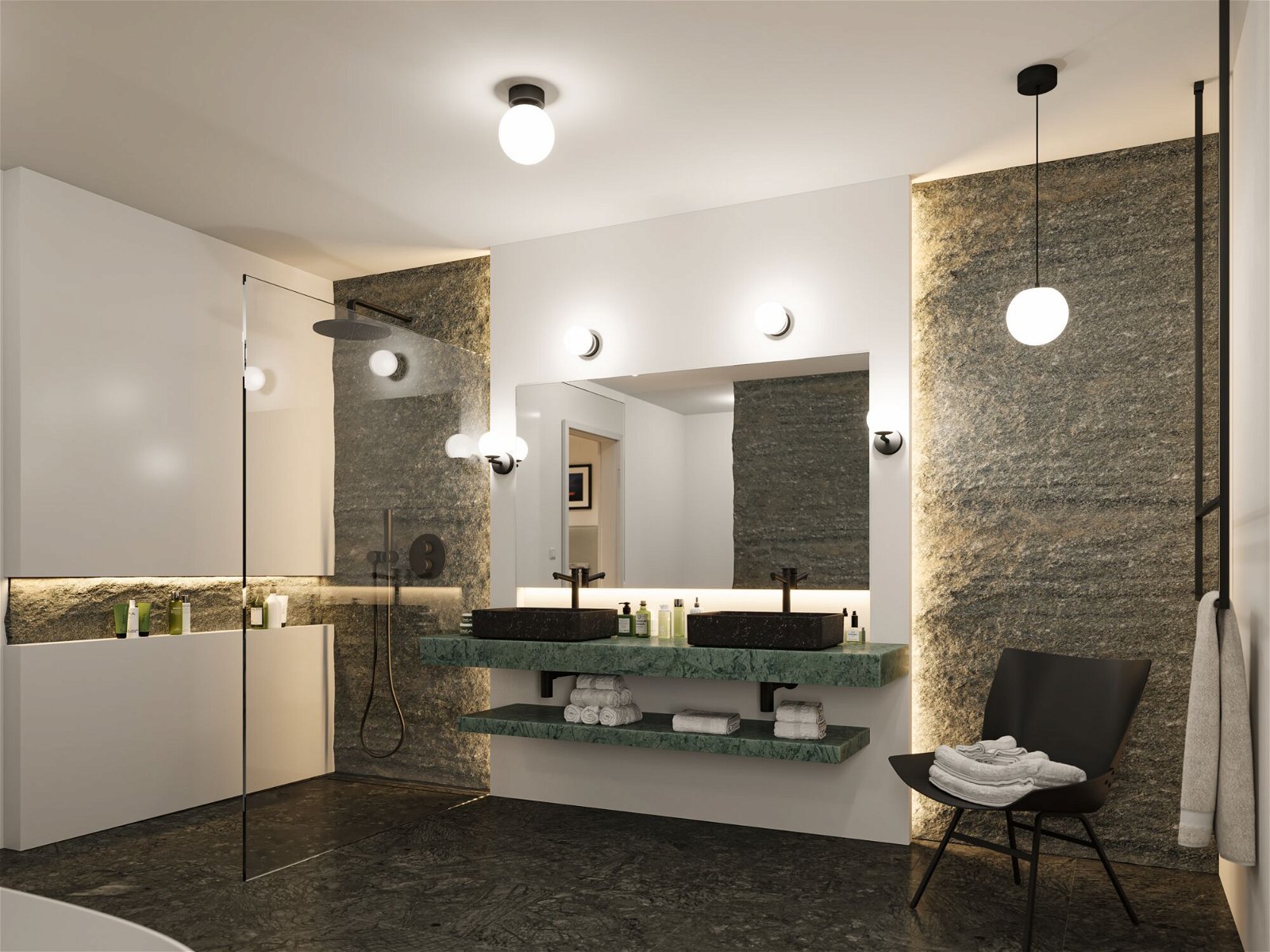 P 71073 Selection Bathroom LED závěsné svítidlo Gove IP44 9W černá mat/satén - PAULMANN (obrázek 3)