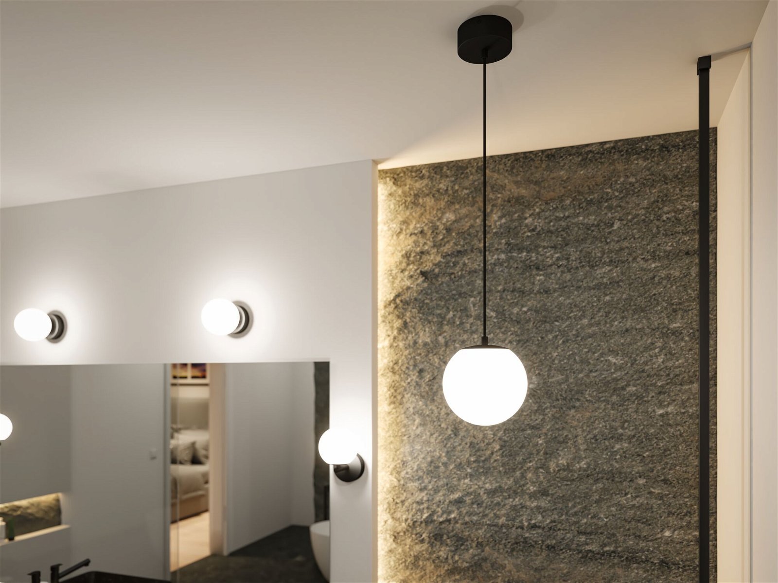 P 71073 Selection Bathroom LED závěsné svítidlo Gove IP44 9W černá mat/satén - PAULMANN (obrázek 4)