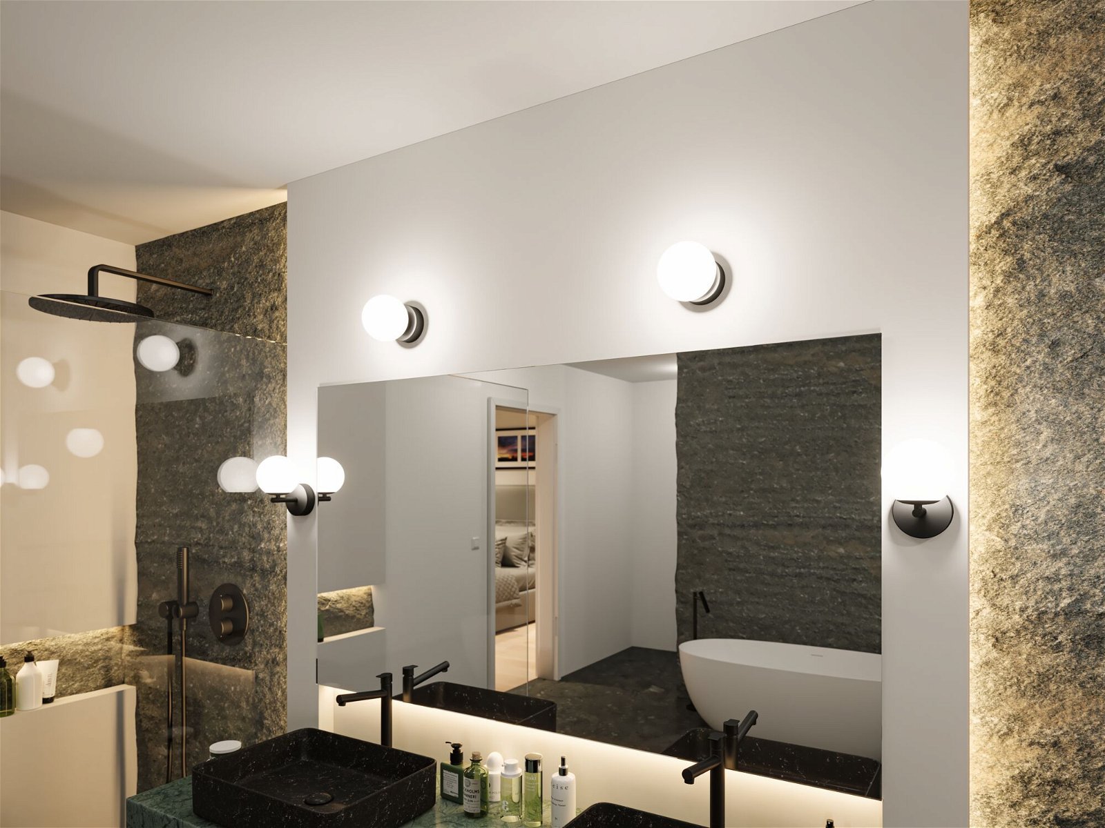 P 71074 Selection Bathroom LED nástěnné svítidlo Gove IP44 3000K 230V 5W černá mat/satén - PAULMANN (obrázek 4)