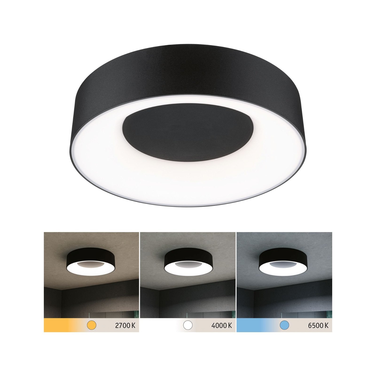 P 71096 LED stropní svítidlo Casca IP44 CCT 230V 16W černá mat - PAULMANN