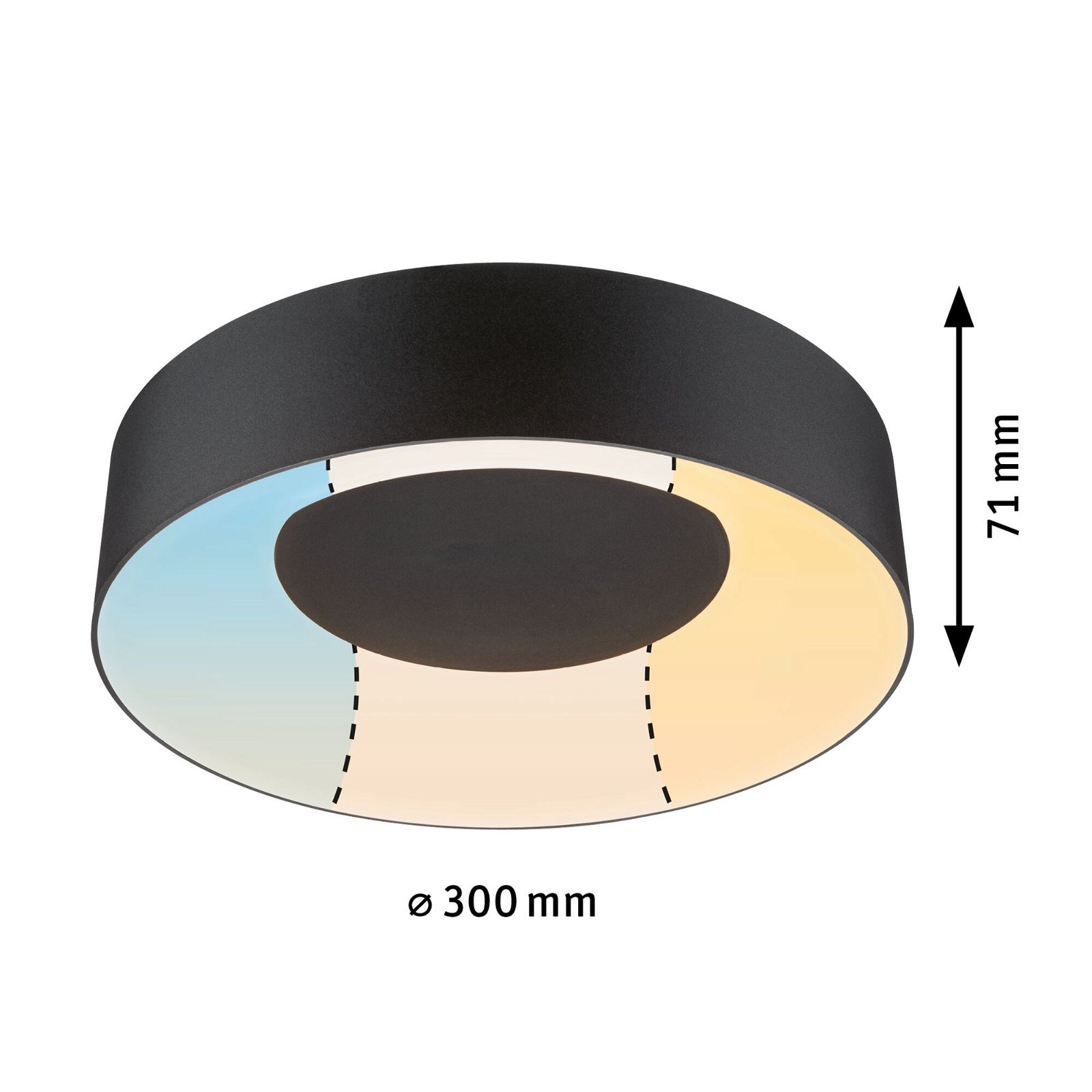 P 71096 LED stropní svítidlo Casca IP44 CCT 230V 16W černá mat - PAULMANN (obrázek 3)