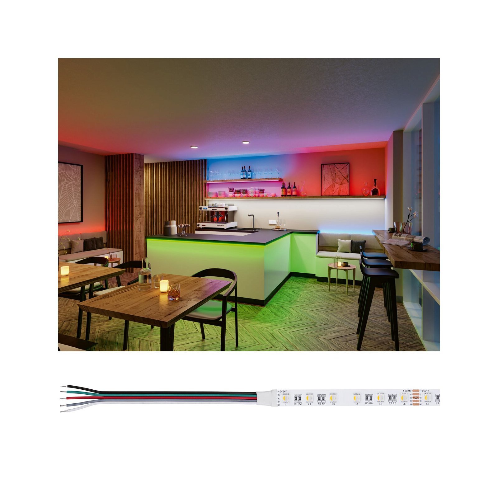 P 76012 Pro LED Strip Silver P25 830 5m 75W 300lm/m 60LEDs/m RGBW - PAULMANN