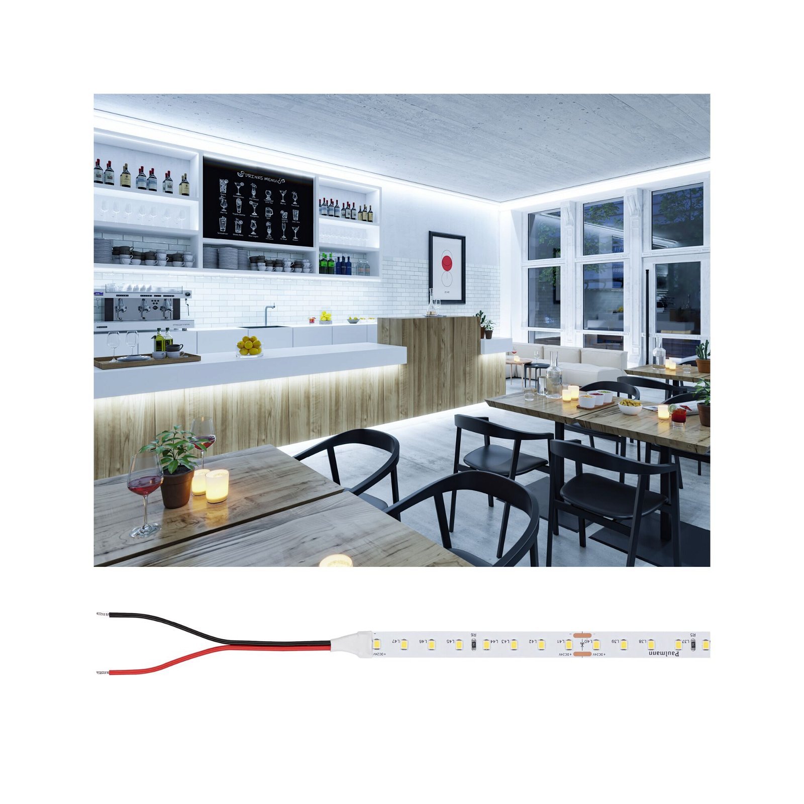 P 76028 Pro LED Strip Silver P75 865 10m 42W 750lm/m 96LEDs/m 6500K - PAULMANN