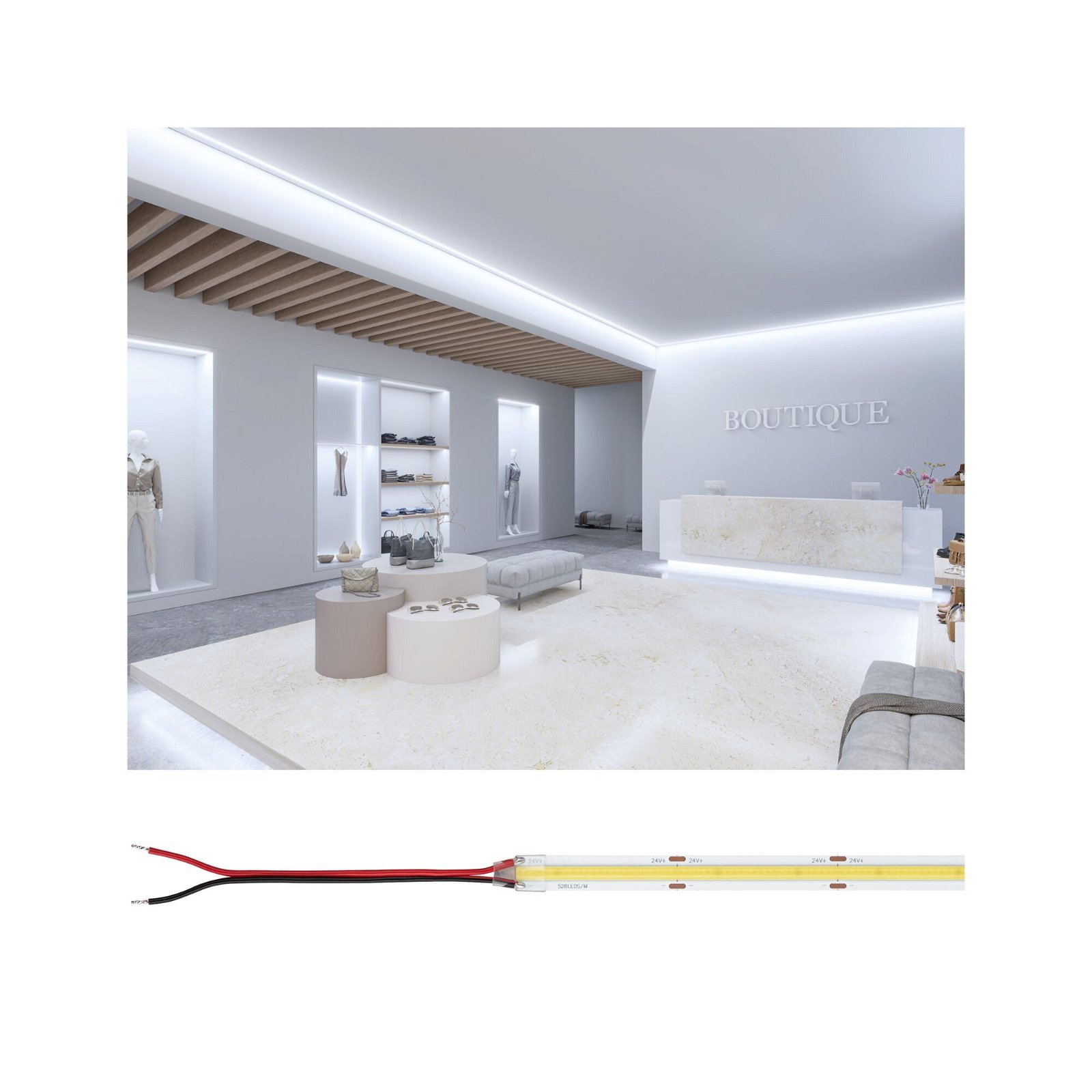 P 76032 Pro LED Strip Silver P150 COB 865 5m 65W 1400lm/m 528LEDs/m 6500K - PAULMANN