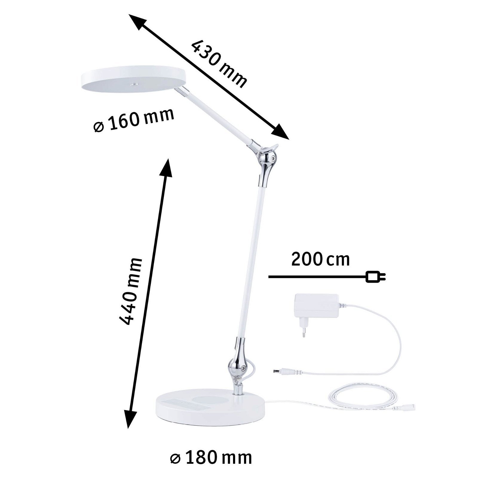 P 79884 LED stolní lampa na psací stůl Numis Qi CCT 11W bílá - PAULMANN (obrázek 3)
