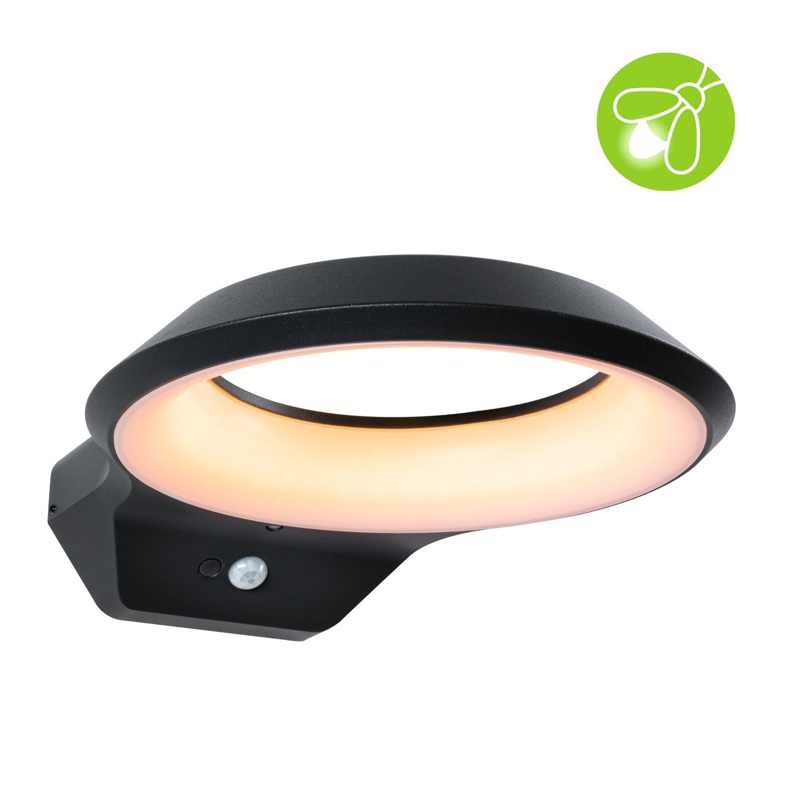 P 94837 LED venkovní nástěnné svítidlo Anela pohybové čidlo neláká hmyz IP44 245x309mm 2200K 12W 230V antracit hliník - PAULMANN